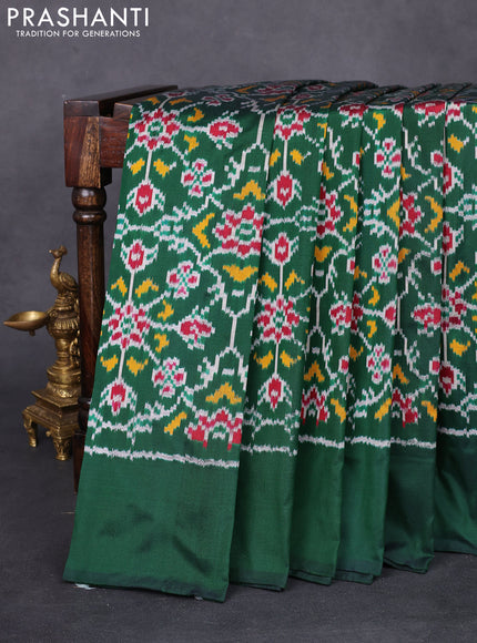 Pochampally silk saree green with allover ikat weaves and simple border
