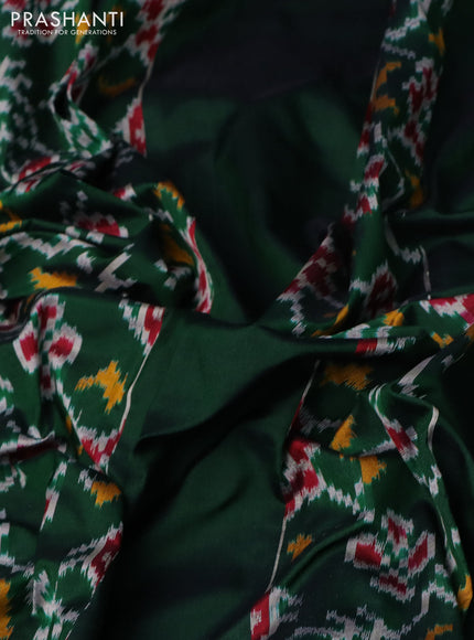 Pochampally silk saree green with allover ikat weaves and simple border