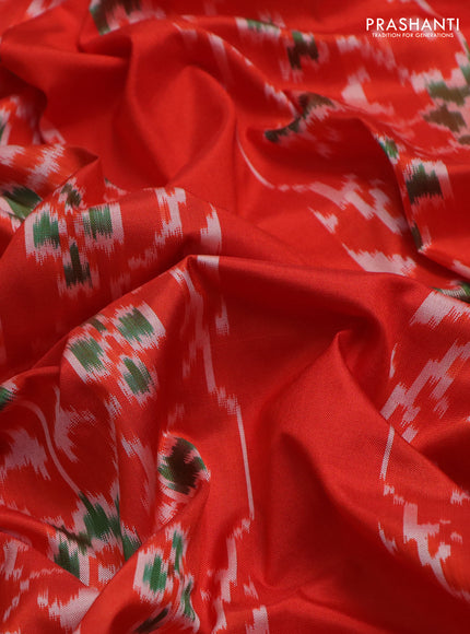 Pochampally silk saree orange with allover ikat weaves and simple border