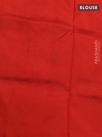 Pochampally silk saree orange with allover ikat weaves and simple border