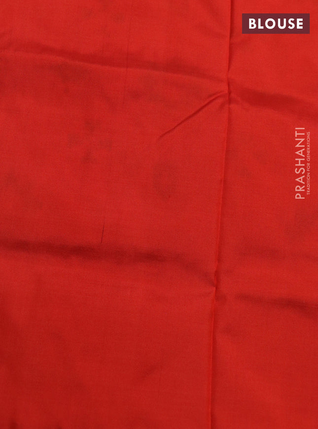 Pochampally silk saree orange with allover ikat weaves and simple border