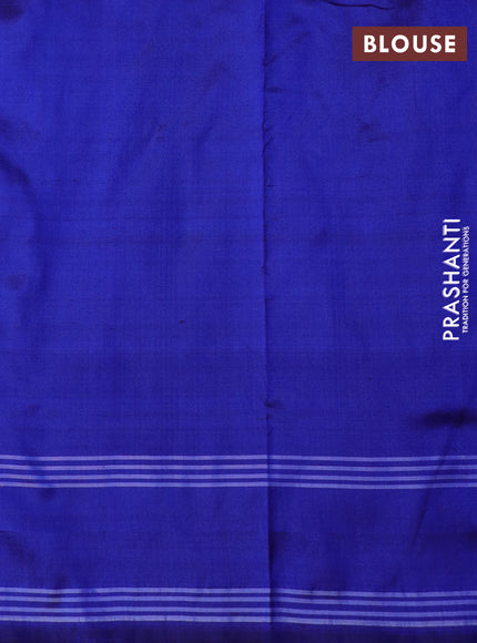 Pochampally silk saree cs blue and blue with allover ikat butta weaves and rettapet woven border