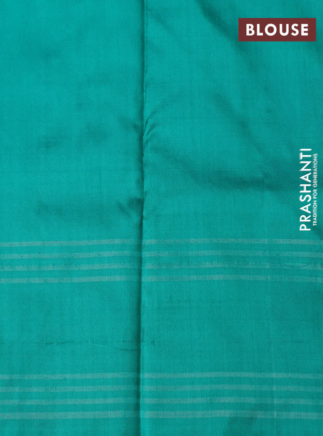 Pochampally silk saree magenta pink and teal green with allover ikat weaves and rettapet woven border