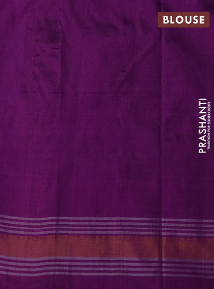 Pochampally silk saree cs blue and purple with allover zig zag ikat weaves and long ikat woven border