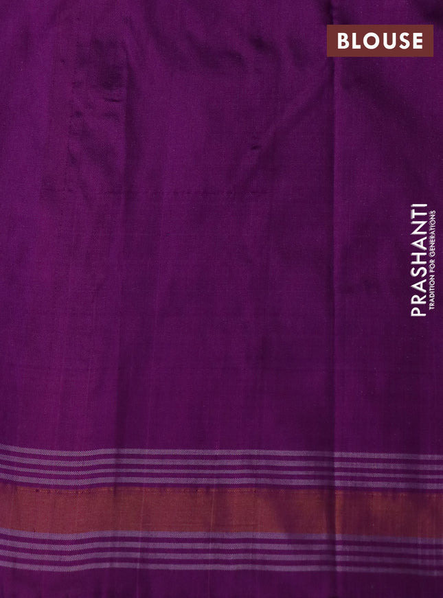 Pochampally silk saree cs blue and purple with allover zig zag ikat weaves and long ikat woven border