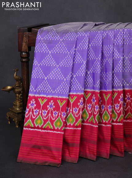 Pochampally silk saree lavender and pink with allover ikat weaves and long ikat woven border