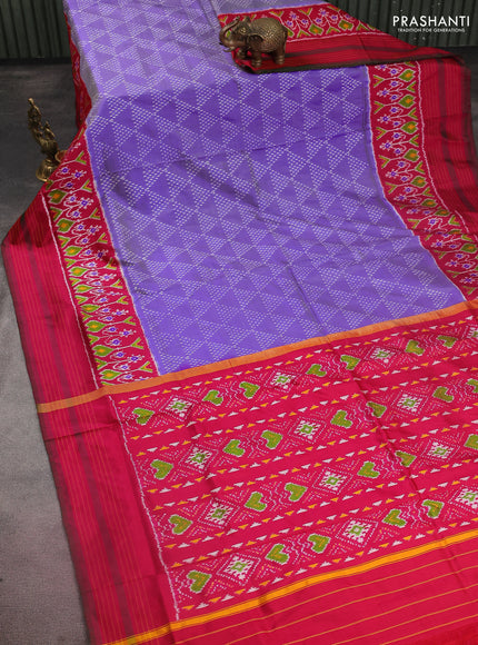 Pochampally silk saree lavender and pink with allover ikat weaves and long ikat woven border