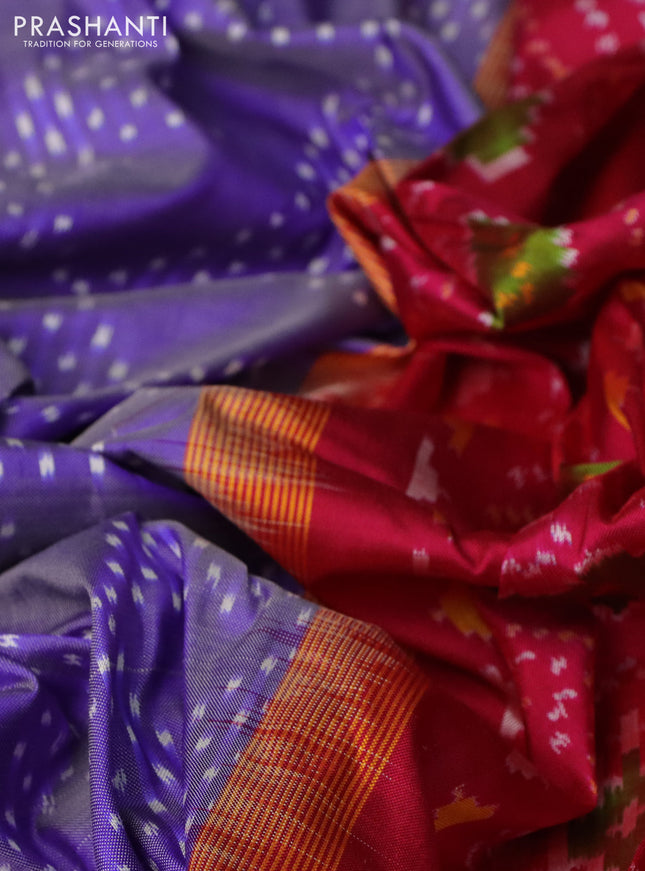 Pochampally silk saree lavender and pink with allover ikat weaves and long ikat woven border