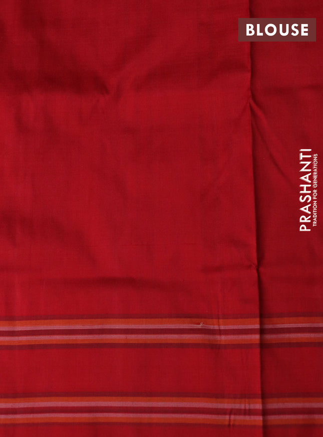 Pochampally silk saree deep maroon red and red with allover ikat weaves and rettapet woven border