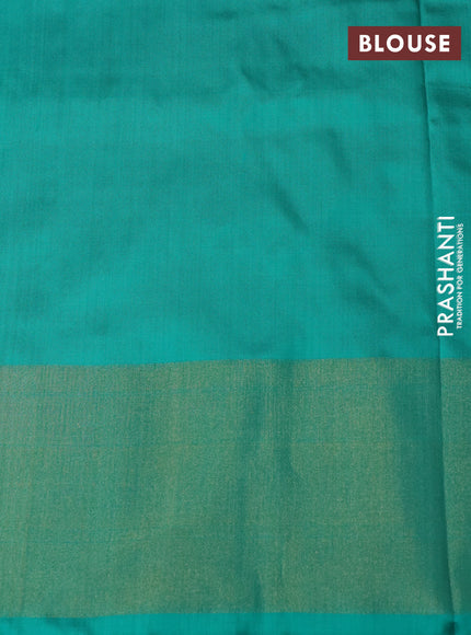 Pochampally silk saree purple and teal green shade with allover ikat weaves and long ikat woven zari border