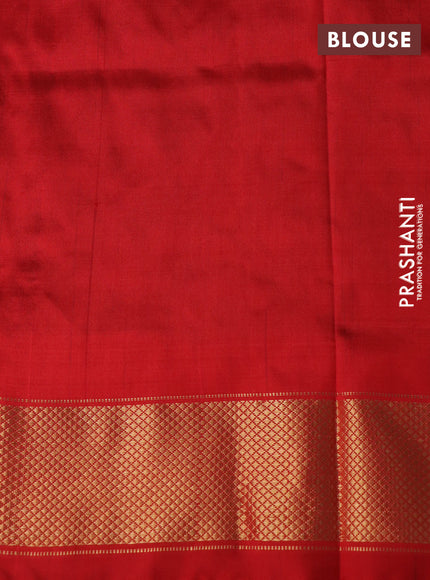 Pochampally silk saree dark blue and red with allover ikat weaves and zari woven border