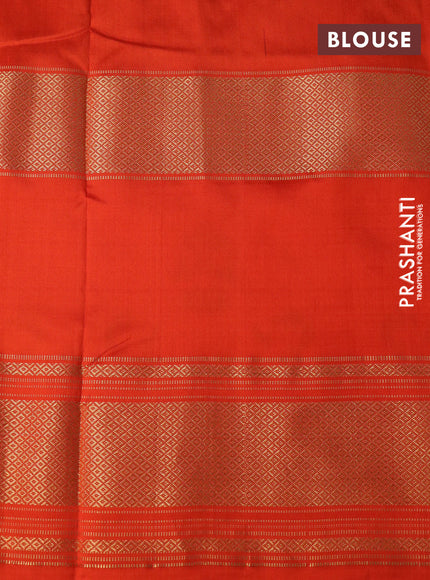 Pochampally silk saree deep maroon and orange with allover ikat weaves and long ikat woven zari border