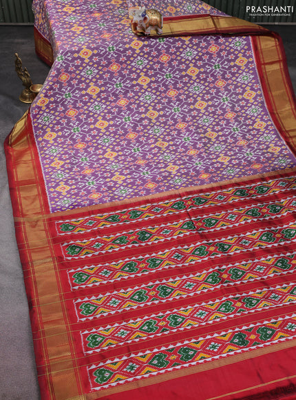 Pochampally silk saree jamun shade and maroon with allover ikat weaves and zari woven border