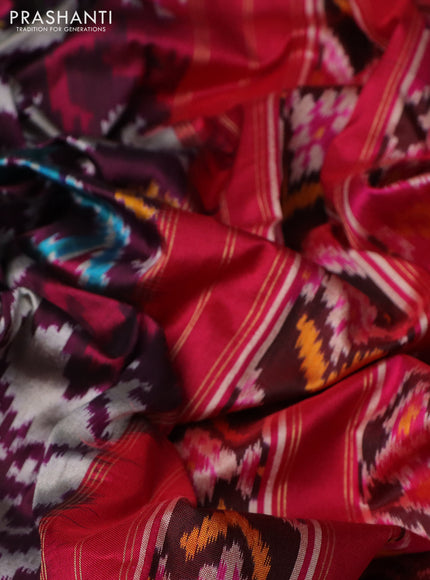 Pochampally silk saree wine shade and pink with allover patola weaves and zari woven border