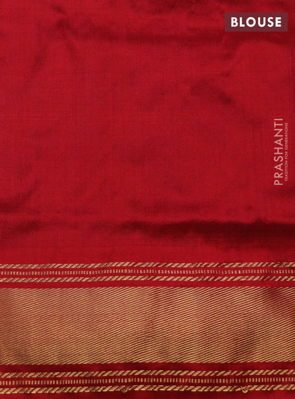 Pochampally silk saree grey and red with allover ikat weaves and zari woven border