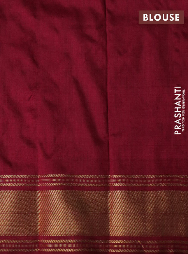 Pochampally silk saree cream black and dark magenta pink with allover ikat weaves and zari woven border