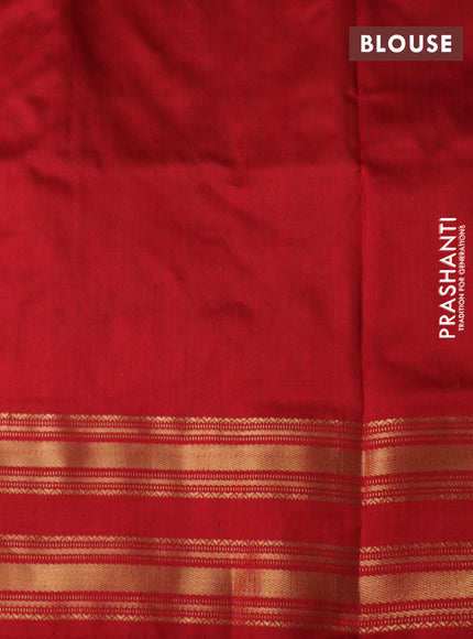 Pochampally silk saree green and red with allover ikat weaves and rettapet zari woven border