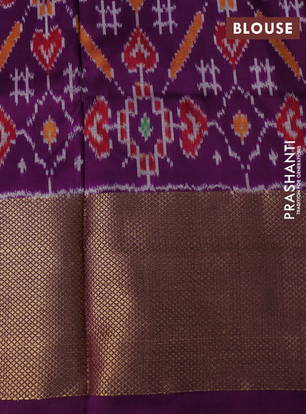 Pochampally silk saree teal blue and deep violet with thread & zari woven buttas and long zari woven border