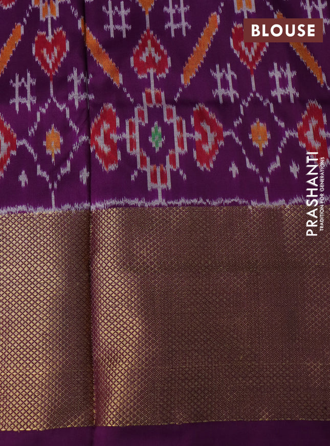 Pochampally silk saree teal blue and deep violet with thread & zari woven buttas and long zari woven border