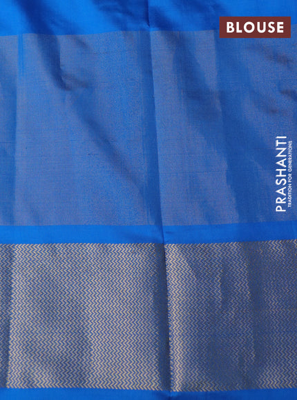 Pochampally silk saree purple and cs blue with allover ikat weaves and long ikat woven zari border