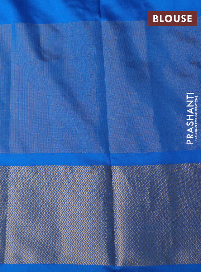 Pochampally silk saree purple and cs blue with allover ikat weaves and long ikat woven zari border