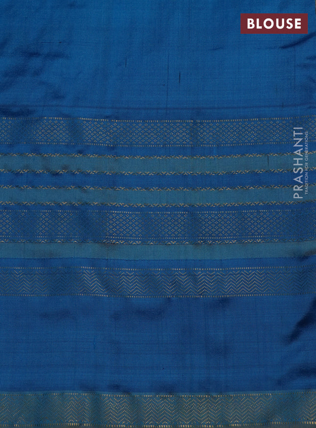 Pochampally silk saree maroon and cs blue with allover ikat weaves and long rettapet zari woven border