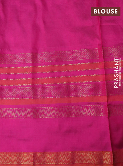 Pochampally silk saree deep purple and pink with allover ikat weaves and long rettapet zari woven border