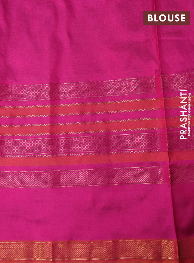 Pochampally silk saree deep purple and pink with allover ikat weaves and long rettapet zari woven border