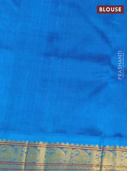 Silk cotton saree blue and cs blue with plain body and zari woven korvai border