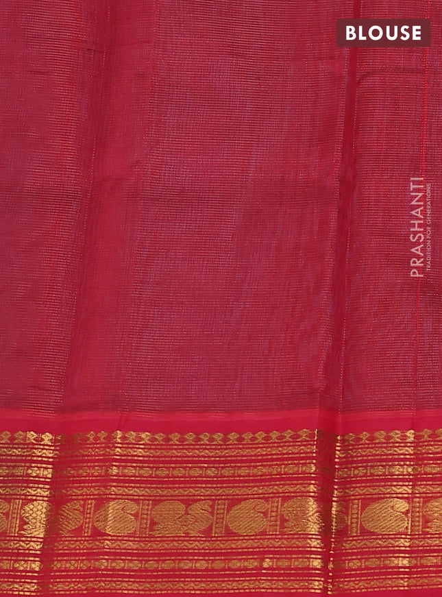 Silk cotton saree cs blue and maroon with allover vairaosi pattern and zari woven korvai border
