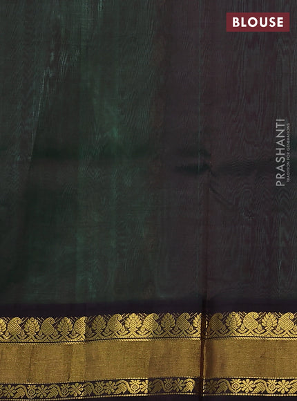 Kuppadam silk cotton saree light green and coffee brown with paisley zari woven buttas and zari woven border