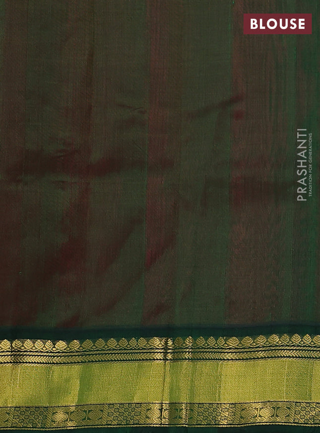 Kuppadam silk cotton saree red and green with rudhraksha zari woven buttas and zari woven border