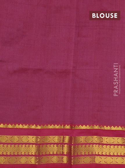 Kuppadam silk cotton saree peacock blue and maroon shade with plain body and zari woven border