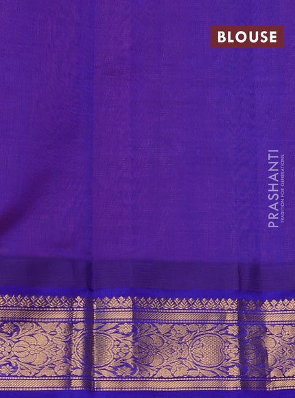 Kuppadam silk cotton saree peach pink and blue with allover vairaosi pattern & zari buttas and temple design zari woven border