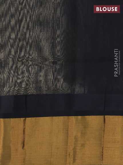 Kuppadam silk cotton saree cream and black with plain body and temple design zari woven border