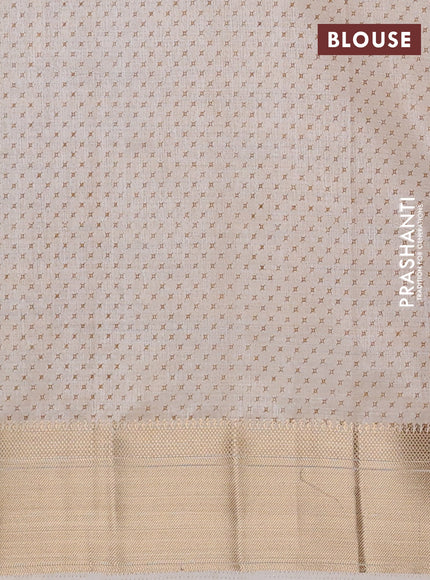 Semi raw silk saree cream with allover butta prints and zari woven border