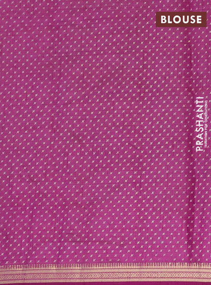 Semi raw silk saree dark purple with allover geometric prints and zari woven border
