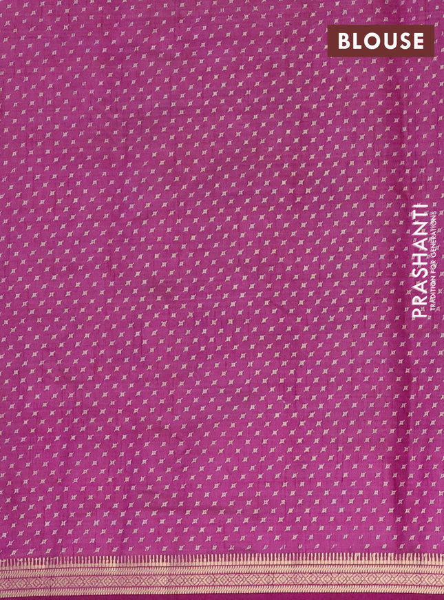 Semi raw silk saree dark purple with allover geometric prints and zari woven border
