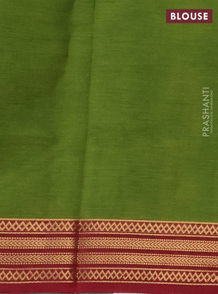 Kanchipuram silk cotton saree green and maroon with zari woven buttas and zari woven border