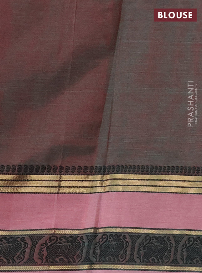 Kanchipuram silk cotton saree dual shade of maroon and maroon shade with allover thread woven checked pattern and woven border