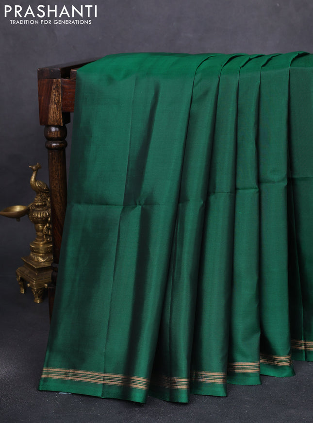 Pure soft silk saree green and magenta pink with plain body and kalamkari hand painted pallu