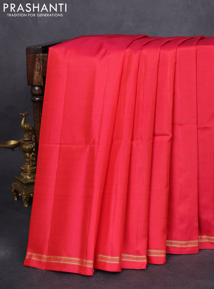 Pure soft silk saree dual shade of pinkish orange and yellow with plain body and kalamkari hand painted pallu