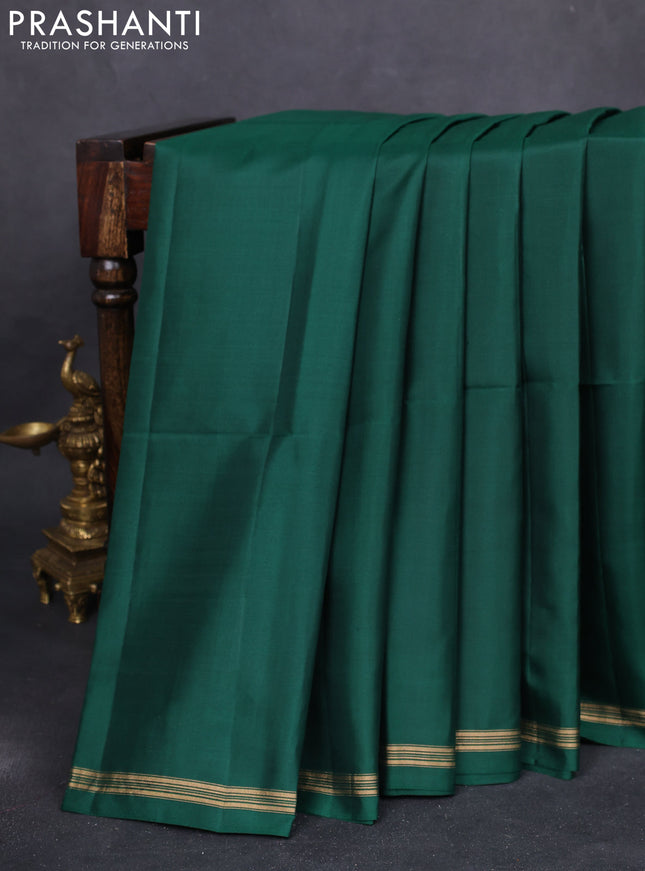 Pure soft silk saree green and maroon with plain body and kalamkari hand painted pallu