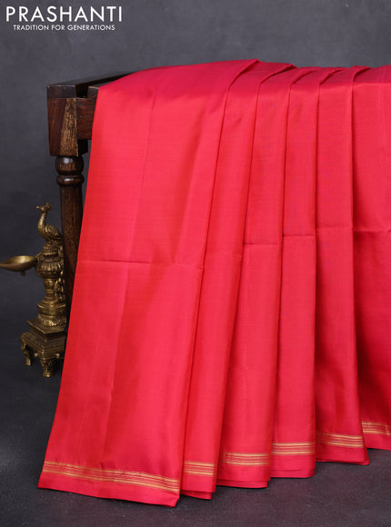 Pure soft silk saree reddish pink and teal blue with plain body and kalamkari hand painted pallu
