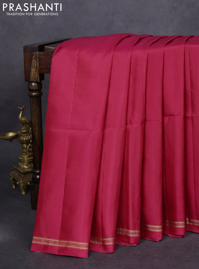 Pure soft silk saree pink and yellow with plain body and kalamkari hand painted pallu