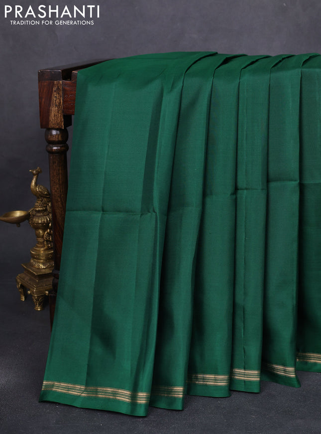 Pure soft silk saree green and purple with plain body and kalamkari hand painted pallu