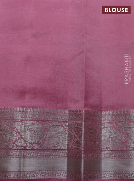 Banarasi poona silk saree dark pink and peach pink with zari woven floral buttas and zari woven border