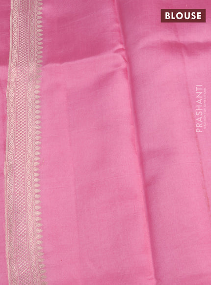 Banarasi poona silk saree dark pink and light pink with zari woven floral buttas and zari woven border