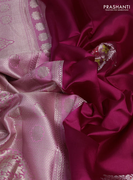 Banarasi poona silk saree dark pink and light pink with thread & zari woven buttas and zari woven border