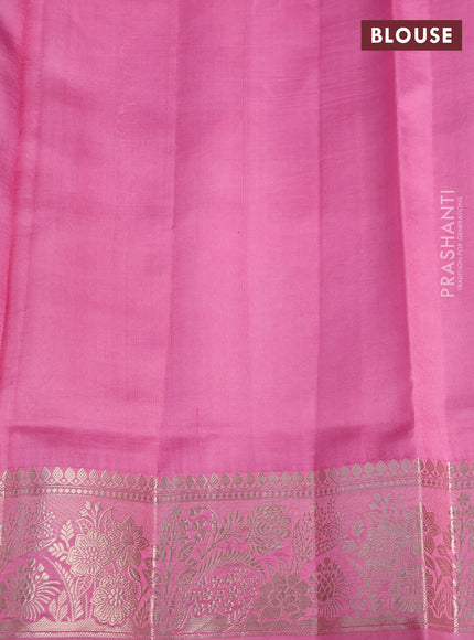Banarasi poona silk saree dark pink and light pink with thread & zari woven buttas and zari woven border